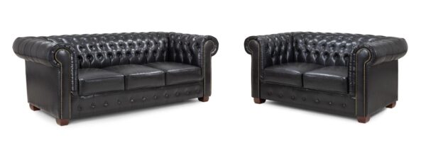 ghiselle Vintage Chesterfield Leather Sofa – Classic Tufted Couch - Image 17