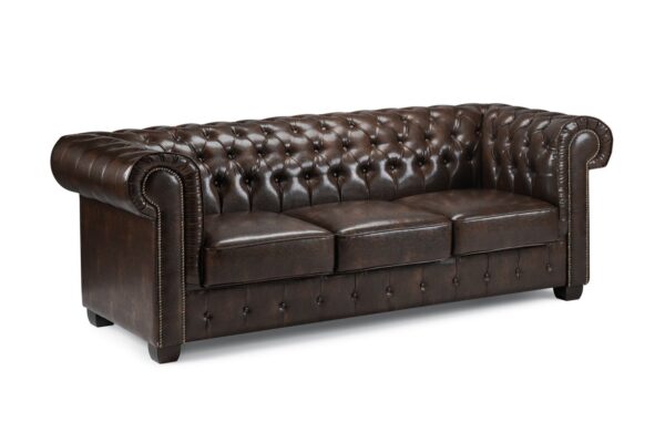 ghiselle Vintage Chesterfield Leather Sofa – Classic Tufted Couch - Image 5