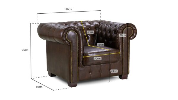 ghiselle Vintage Chesterfield Leather Sofa – Classic Tufted Couch - Image 13