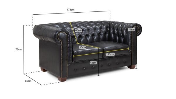 ghiselle Vintage Chesterfield Leather Sofa – Classic Tufted Couch - Image 2
