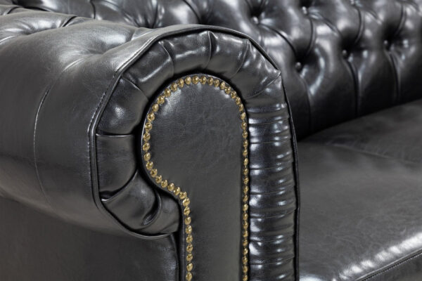 ghiselle Vintage Chesterfield Leather Sofa – Classic Tufted Couch - Image 18