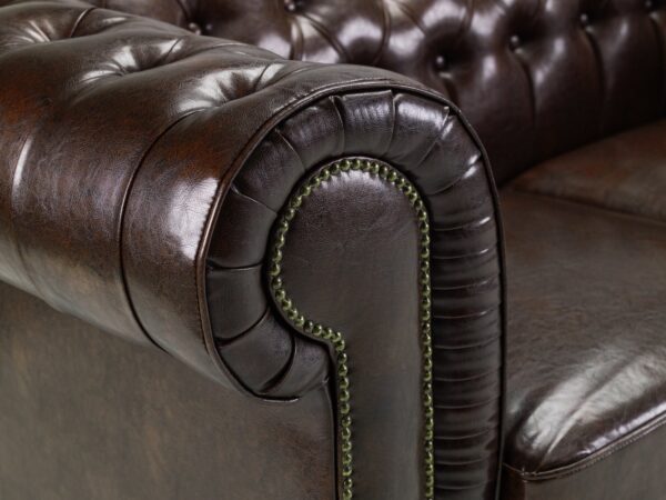 ghiselle Vintage Chesterfield Leather Sofa – Classic Tufted Couch - Image 9