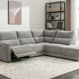 Ellie Grey Fabric Power Recliner Chaise Corner Sofa