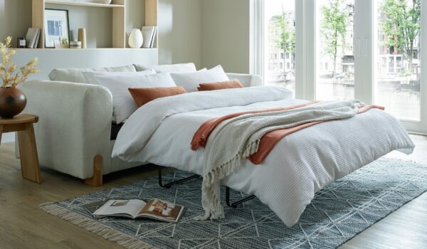 ghiselle Convertible Fabric Sofa Bed – Modern Sleeper Couch for Small Spaces
