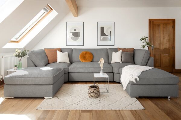 ghiselle U-Shaped Fabric Corner Sofa – Modern Modular Lounge Set - Image 5